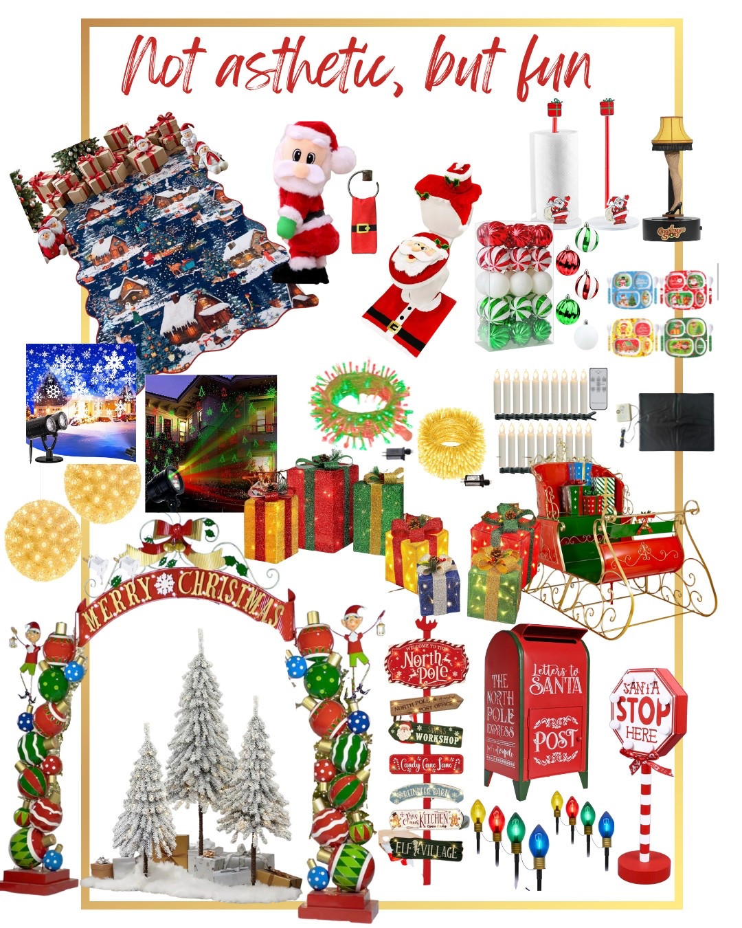 Christmas decor 
Not esthetic, but fun 
Christmas fun decorations 

#LTKSeasonal #LTKHome #LTKHoliday