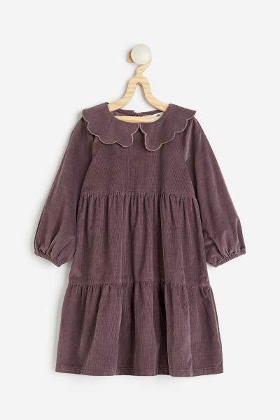 Corduroy Dress with Collar - Dark purple - Kids | H&M US | H&M (US + CA)