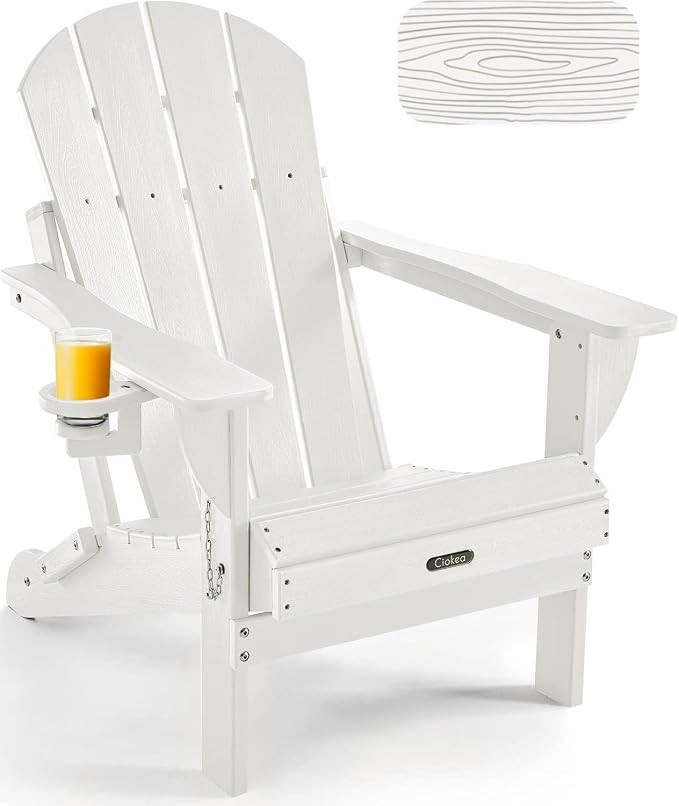 Folding Adirondack Chair Wood Texture, Patio Adirondack Chair Weather Resistant, Plastic Fire Pit... | Amazon (US)