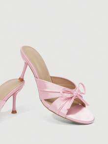 SheIn MOD Women's Chic Minimalist Black Thong Open Toe High Heel Sandals, Suitable For Commute, D... | SHEIN