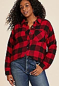 Plus Size Cabin Plaid Boyfriend Tunic Shirt | Maurices