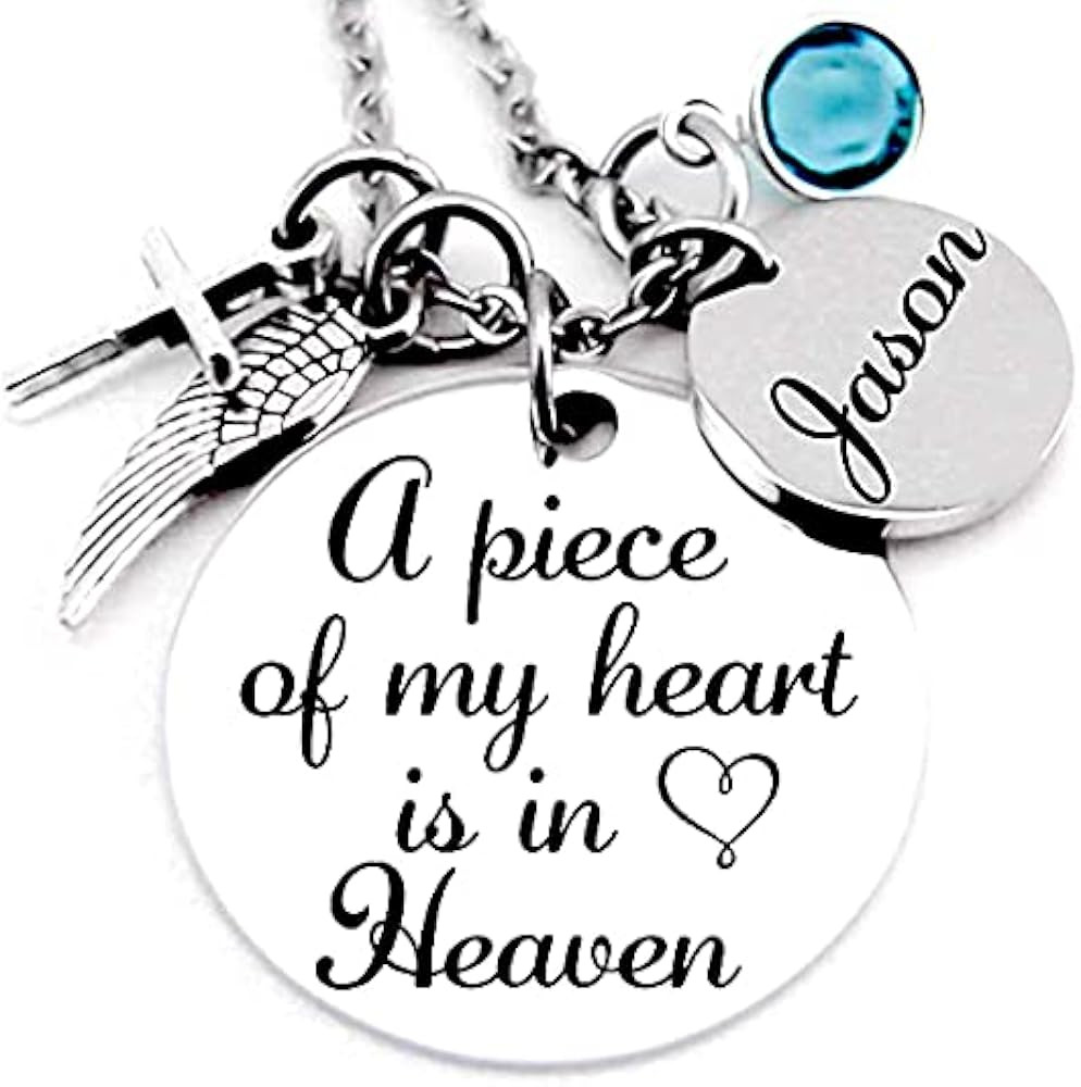 Memorial Gift-Stainless Steel Pendant, Necklace,A Piece Of My Heart Is In Heaven, Child loss-Memo... | Amazon (US)