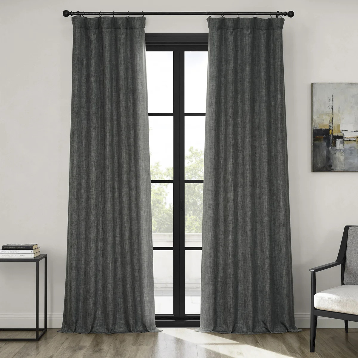 Ottis Faux Linen Room Darkening Curtain Panel | Wayfair North America