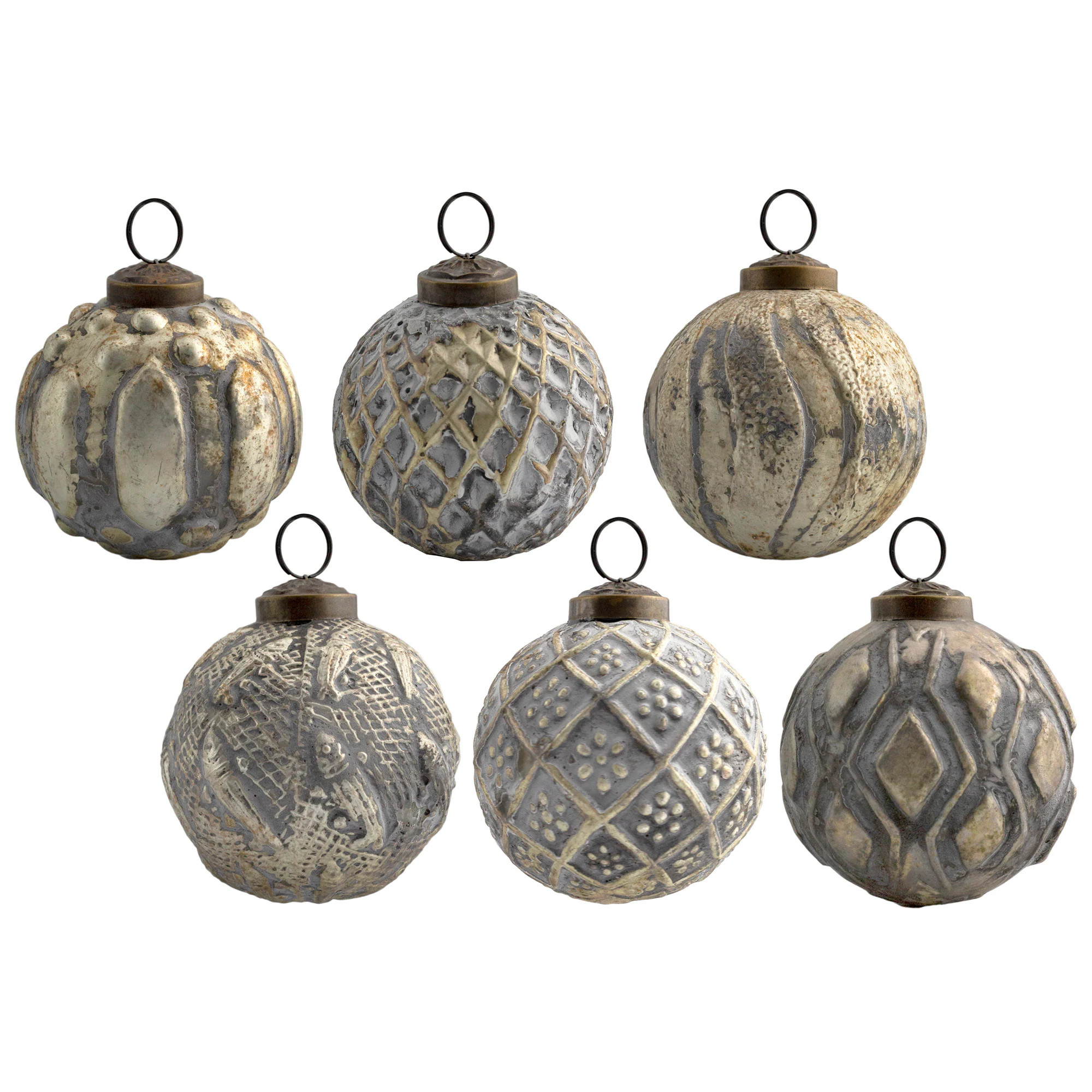 Auldhome Design Farmhouse Christmas Ball Ornaments Set of 6 Gold Silver one_size | SH2264AH1 | Lowe's