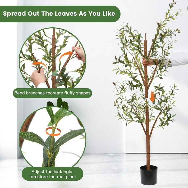 7FT Artificial Olive Tree, Potted Indoor Plants with Realistic Fruits and Branches, 15 lb, Limnan | Walmart (US)