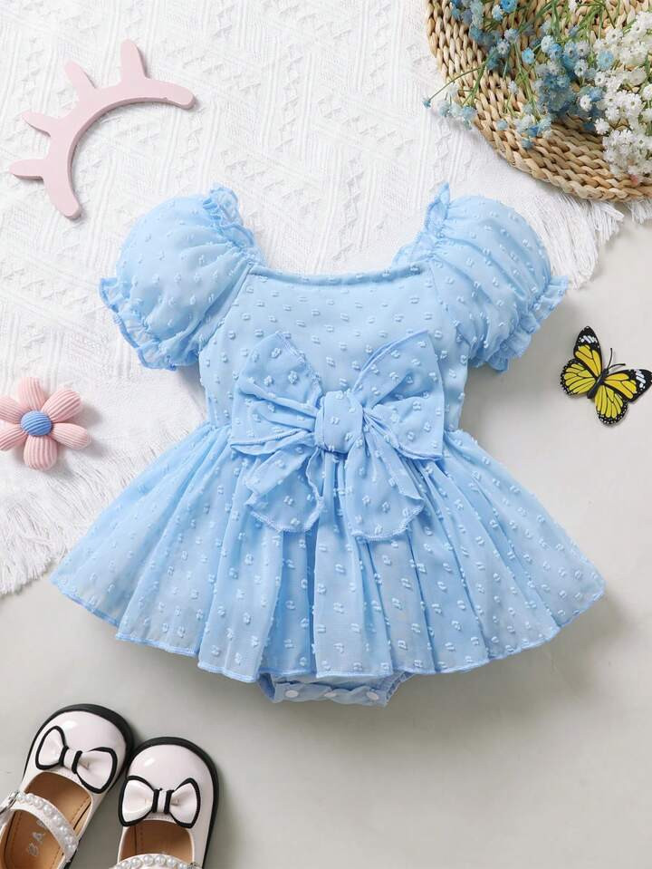 Vestido de niña con mangas de burbuja lindo y elegante bordado, perfecto para fiestas de vacacio... | SHEIN