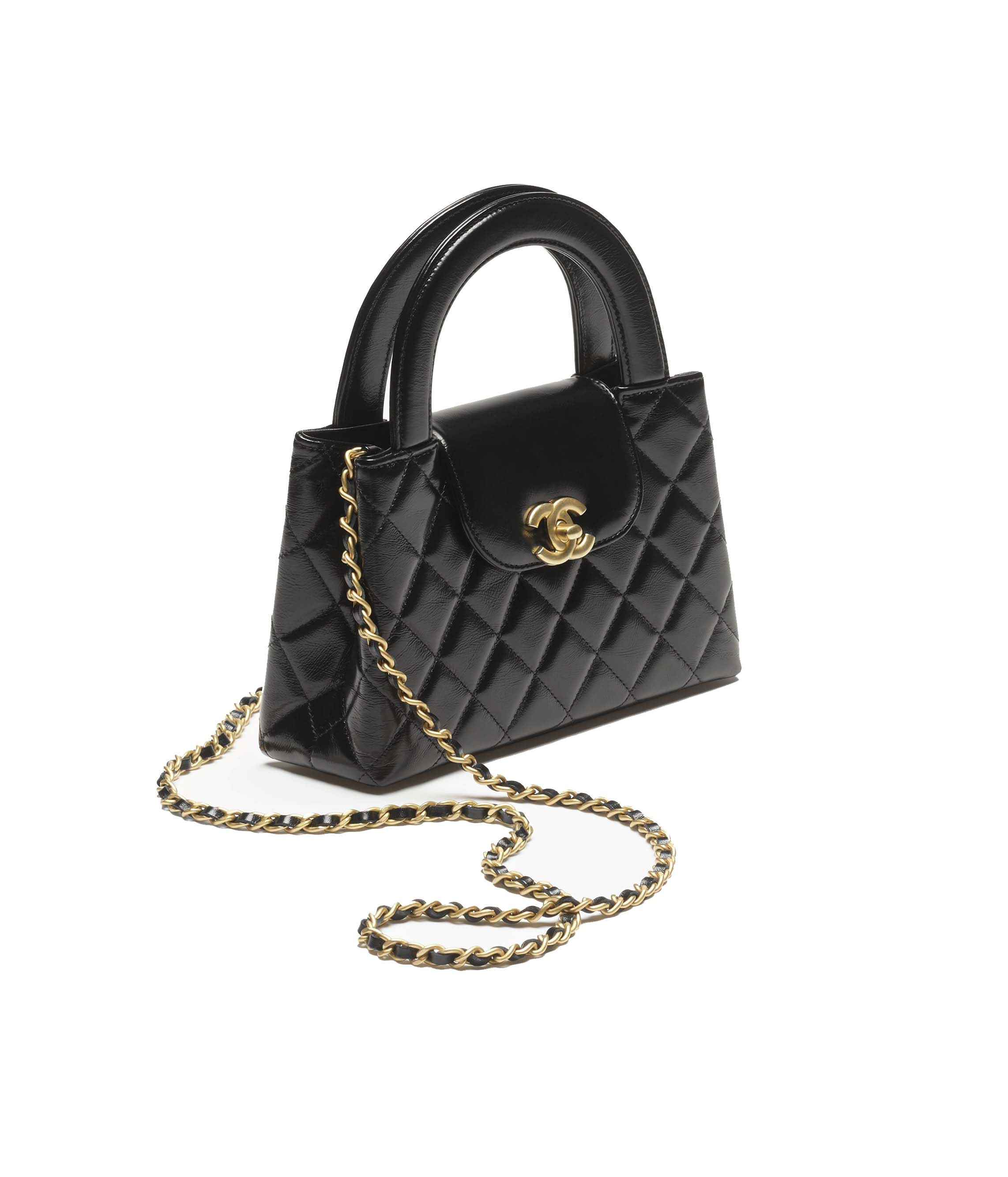Chanel Kelly Mini Shopping Bag Mini 23K Shiny Aged Calfskin Black | StockX