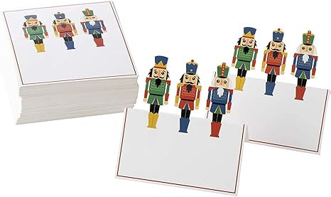 Juvale Christmas Table Place Cards - 100-Pack Paper Tent Cards with Nutcracker Soldier Die Cut De... | Amazon (US)