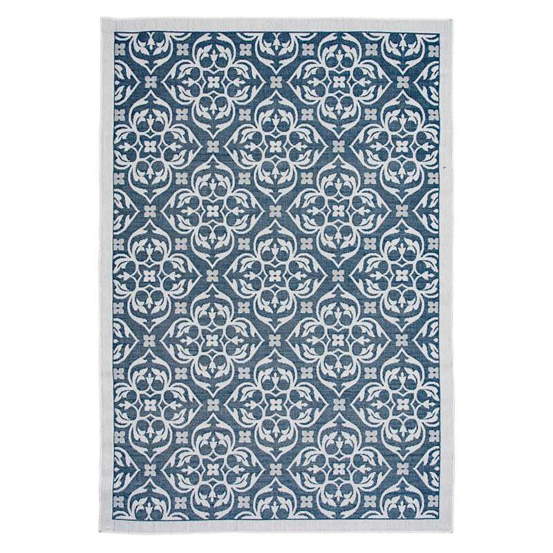 (E308) New Zealand Cobalt Blue Woven Indoor & Outdoor Area Rug, 7x10 | At Home