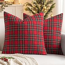 AQOTHES Pack of 2 Decorative Throw Pillow Covers Cushion Case, Red and Green, 18 x 18 Inches | Amazon (US)