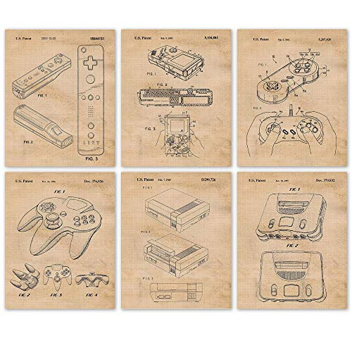 Vintage Video Games Console Controller Patent Prints, 6 (8x10) Unframed Photos, Wall Art Decor Gi... | Amazon (US)