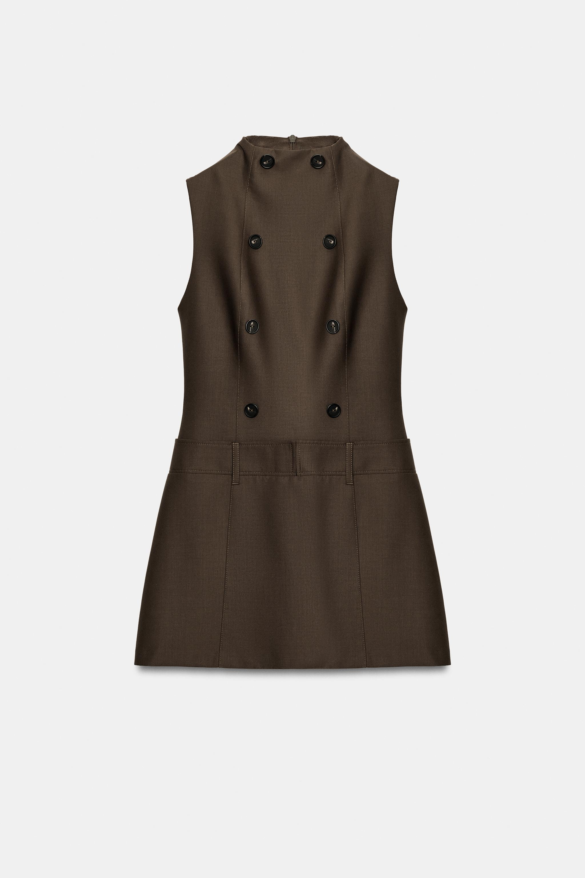 HIGH-NECK DRESS WITH BUTTON DETAIL | Zara UK