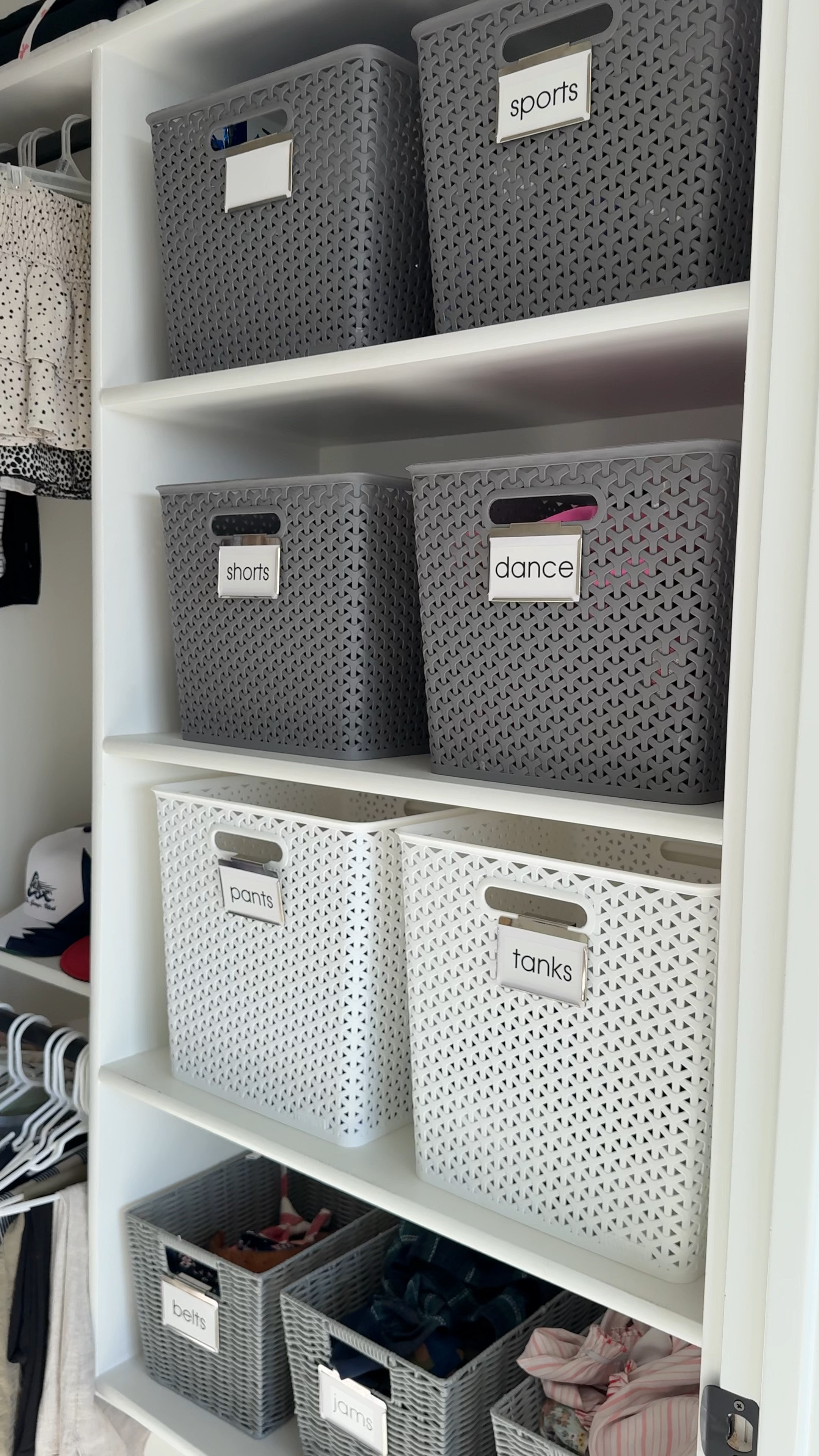 These bins are my favorite way to keep my kids closet organized!! Linking the large and extra large sizes.