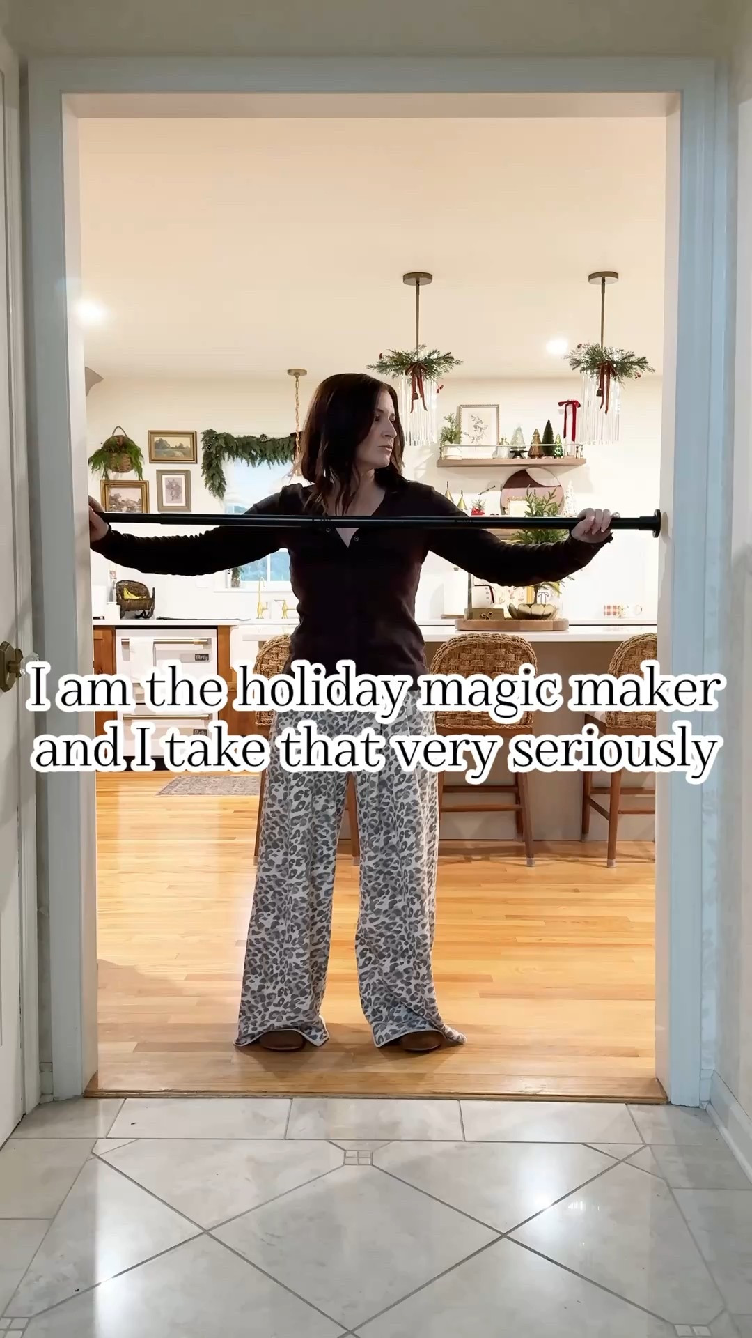 Christmas garland curtain rod hack!

I used one shower curtain rod in black.
3 of the 9 ft garlands
1 roll of the brown beaded garland 
2 inch ribbon to tie bows and attached with command hook
(My doorway is 80” tall)

#LTKHoliday #LTKHome #LTKSeasonal