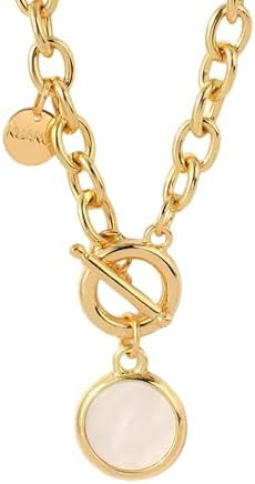 14K Filled Gold Flower Toggle Necklace For Women - Round Pendant Necklaces Thick Chain Toggle Cla... | Amazon (US)