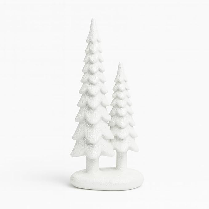 iStatue Frost Glitter Pine Christmas Trees Figurine, 7" Resin Tabletop Décor Double Alpine One B... | Amazon (US)