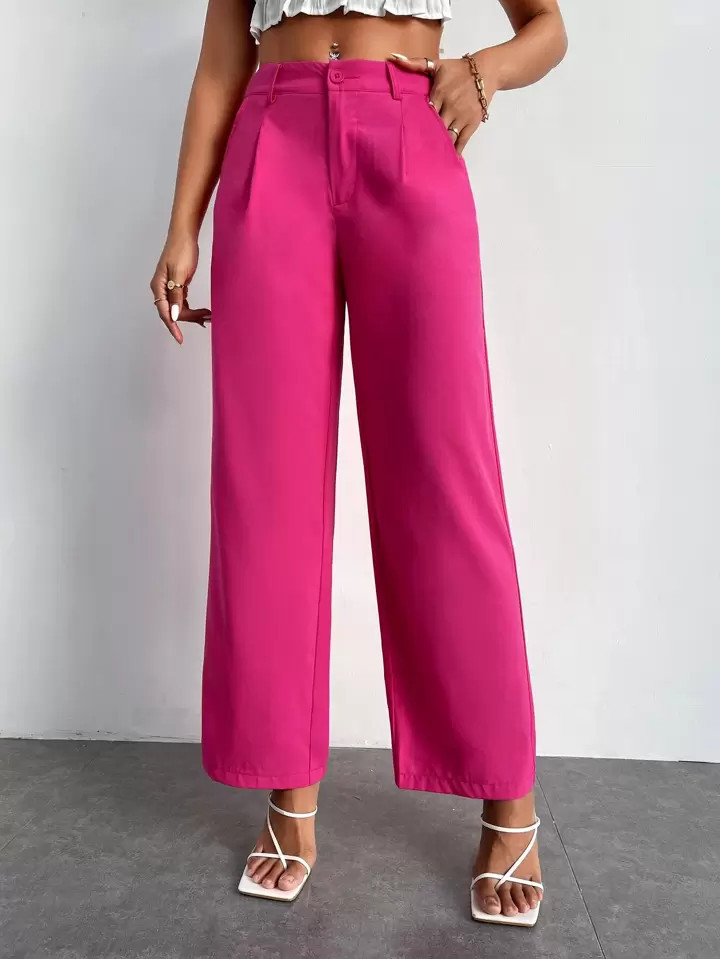 SHEIN PETITE Fold Pleated Wide Leg Pants | SHEIN
