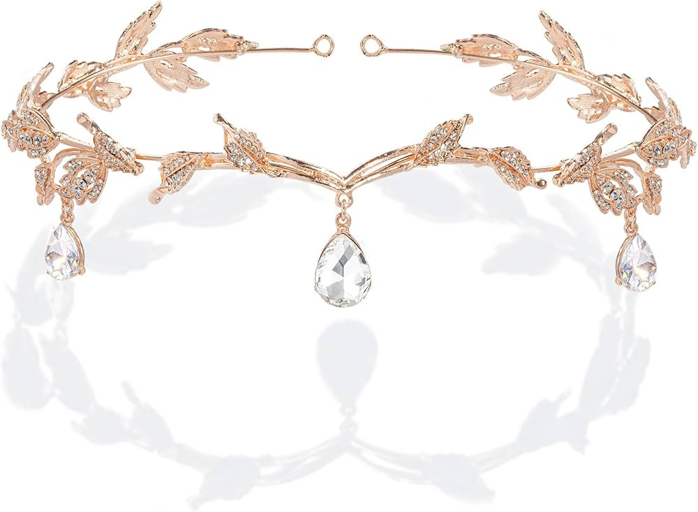 BABEYOND Crystal Leaf Wedding Diadem Headband Bridal Bridesmaid Forehead Band Rhinestone Bridal T... | Amazon (US)