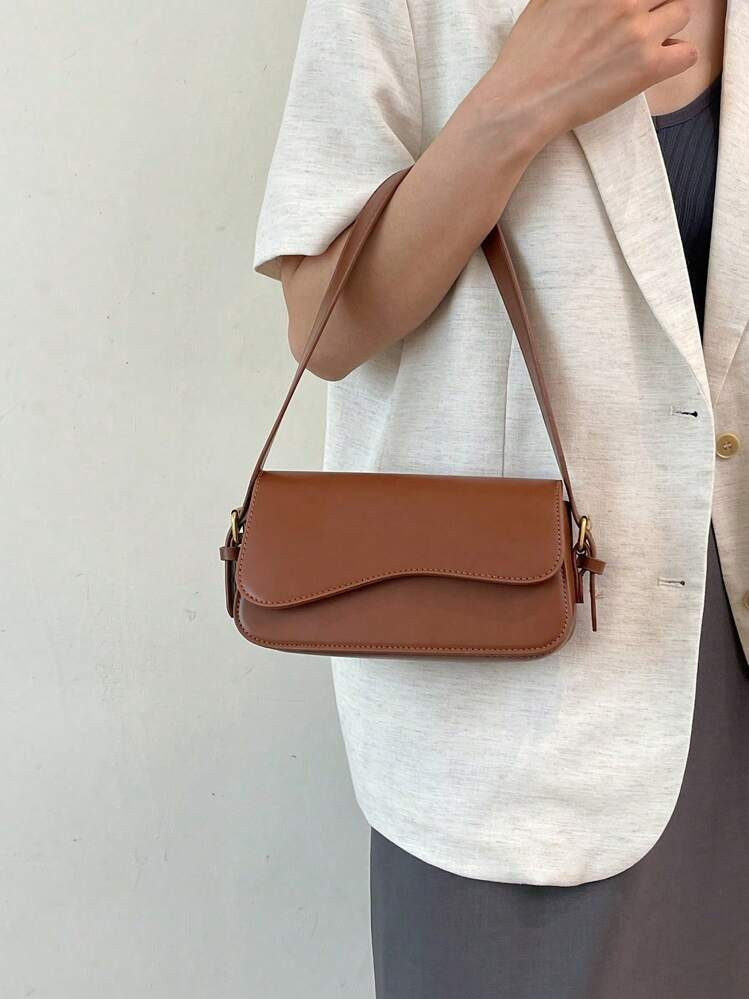 Damen Schultertasche Aus PU Material, Einfarbig In Schlichtem Design Mit Mehreren Taschen Für Lässig-Outfits | SHEIN
