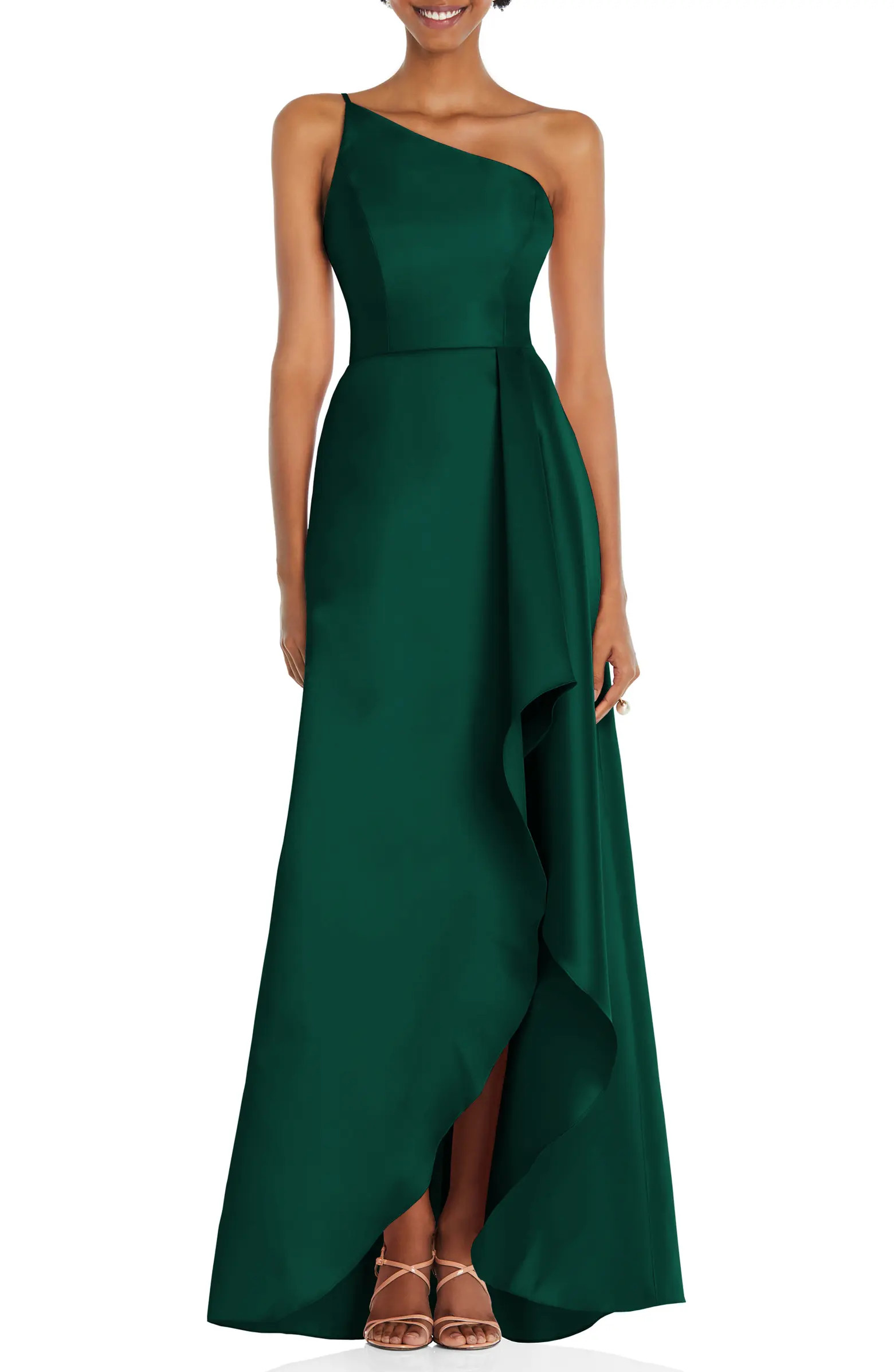 One-Shoulder Satin Gown | Nordstrom