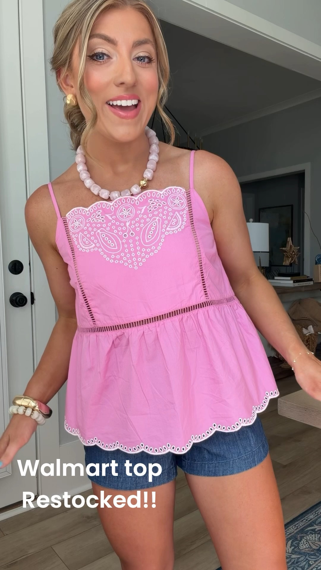 One of my favorite Walmart fashion finds is BACK! 💕 This adorable pink eyelet tank has officially been restocked in all sizes and it’s also available in the prettiest green color. The embroidered detail, scalloped hem, and breezy fit make it a must-have for summer.

This is the kind of top you’ll wear on repeat with denim shorts, white jeans, skirts, and everything in between. It’s lightweight, feminine, and looks so much more expensive than it is. If you’ve been waiting for a restock, now is the time to grab it before sizes start disappearing again!

✨ Restocked in all sizes
✨ Also available in green
✨ Beautiful eyelet embroidery details
✨ Lightweight summer fabric
✨ Perfect with shorts, denim, and skirts

#WalmartFashion #WalmartFinds #EyeletTop #SummerStyle #PinkTop #AffordableFashion #WalmartStyle #SummerOutfitIdeas #CasualSummerStyle #FashionFinds #WalmartNewArrivals #EverydayStyle #DenimShortsOutfit #AffordableStyle #SummerWardrobeEssentials

#LTKootd #LTKPetite