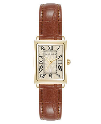 Women's Quartz Brown Leather Band Watch, 21mm | Macy's