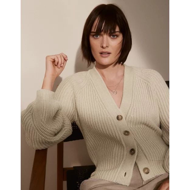 Balloon-Sleeve Cardigan with Alpaca | The White Company (UK)