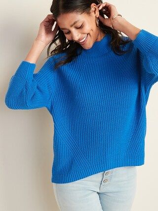 Textured Mock-Neck Blouson-Sleeve Sweater for Women | Old Navy (US)