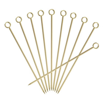 Unique Bargains Stainless Steel Smooth Reusable Elegant Design Cocktail Pick Gold 10 Pcs | Target
