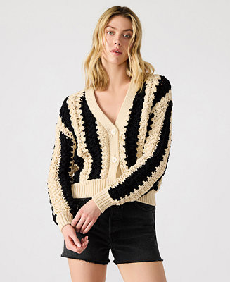 Steve Madden Women's Lucas Striped Knit Button-Front Cardigan - Macy's | Macy's