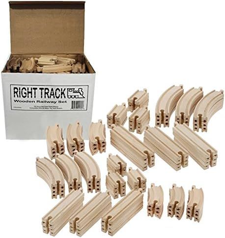 Wooden Train Track 100 Piece Pack - 100% Compatible with All Major Brands including Thomas Wooden... | Amazon (US)