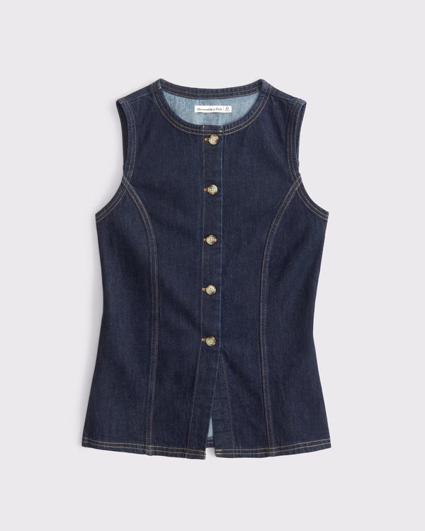 Tie-Back Denim Vest | Abercrombie & Fitch (UK)