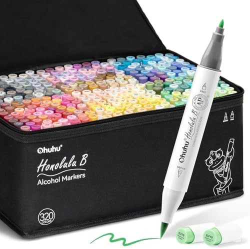 Ohuhu Refillable 320 Colors Alcohol Markers Brush Tip- Double Tipped Alcohol-based Art Sketch Mar... | Amazon (US)