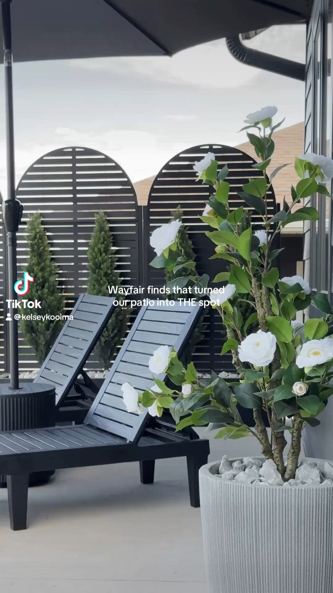 #ad The Wayfair patio finds I didn't expect to love this much 😍

Setting up our outdoor space felt like a project I kept putting off, but @Wayfair  made it so easy to pull together pieces that actually feel intentional and not like the patio was decorated by a different person than the rest of our home

Here's what we went with
- The umbrella that anchors the whole space
- A side table that doubles as the umbrella base (saved us so much room)
- Two lounge chairs that are way more comfortable than they look
- Planters and faux trees to soften everything up

Everything is linked for you on my LTK 🤍

#Wayfair #WayfairPartner #wishyouwerehere #outdoor

#LTKSaleAlert #LTKHome #LTKSeasonal