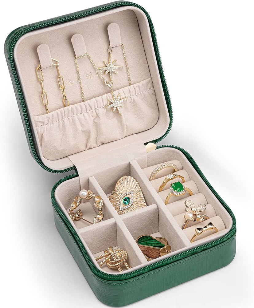 Vlando Small Travel Jewelry Box Organizer - Girls Women Gift Rings Earrings Necklaces Jewelry Sto... | Amazon (US)