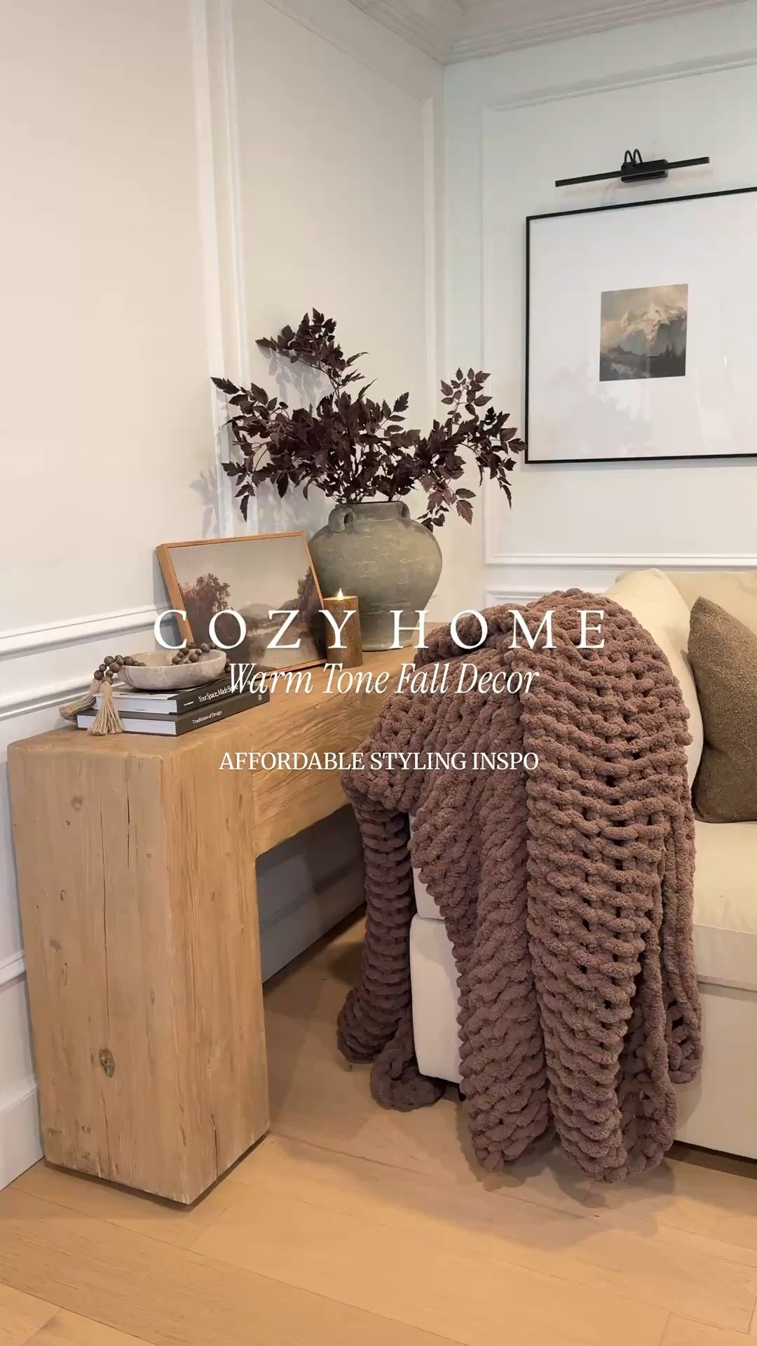 Simple, warm tone fall styling for your console table and sofa. 🤎

#LTKSeasonal #LTKSaleAlert #LTKHome