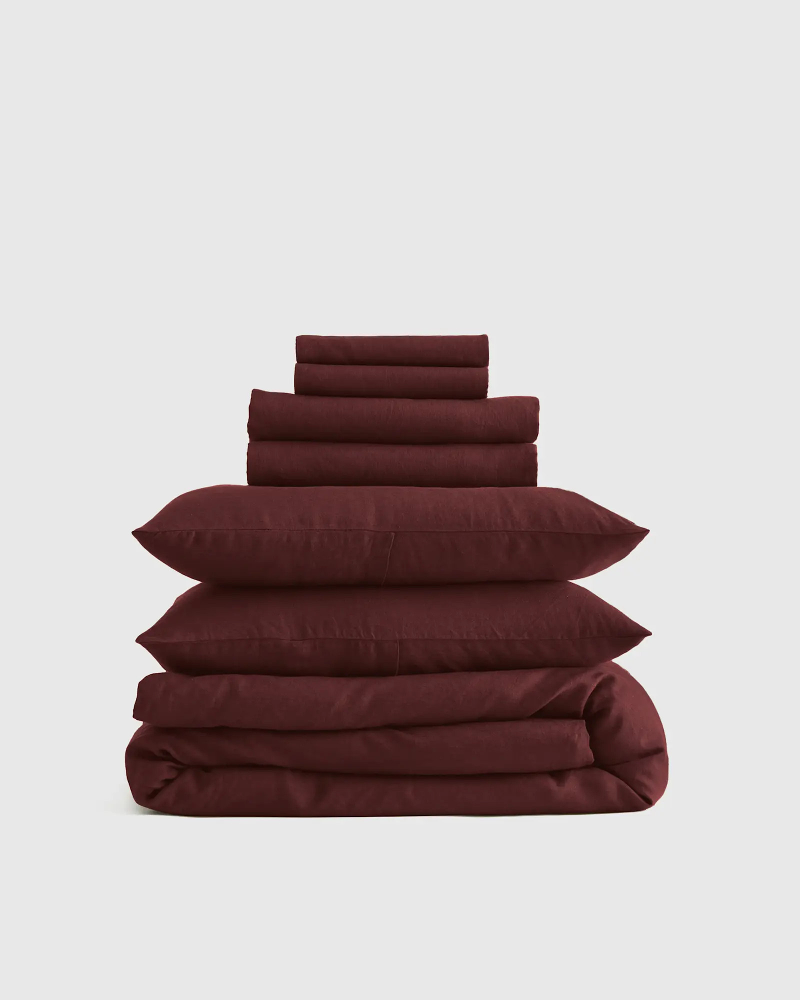 European Linen Deluxe Bedding Bundle in Burgundy | Quince