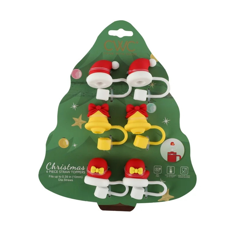 Cook With Color multi color holiday theme straw toppers | Walmart (US)