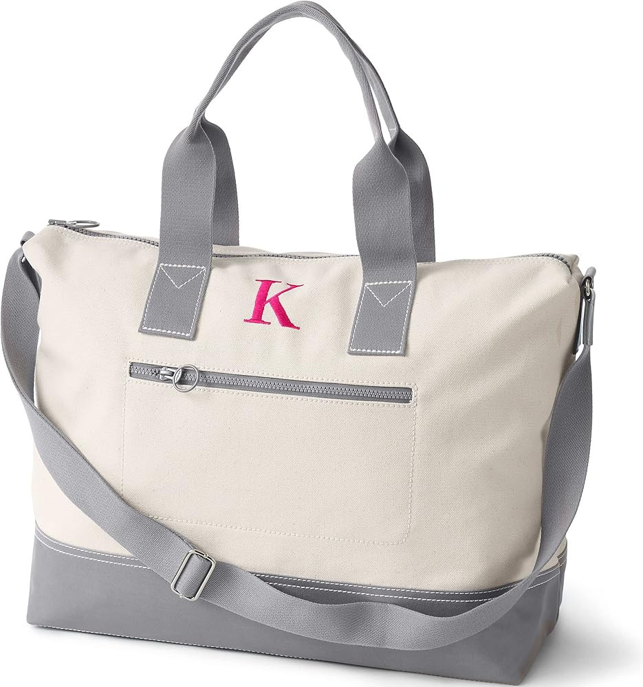 Lands' End Print Canvas Weekender Natural/silver Graphite One Size | Amazon (US)