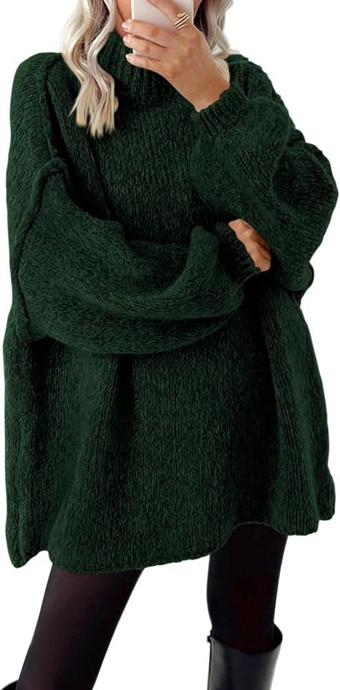 BTFBM Sweaters for Women Fall 2025 Long Sleeve Mock Neck Cable Knit Oversized Sweater Pullover To... | Amazon (US)