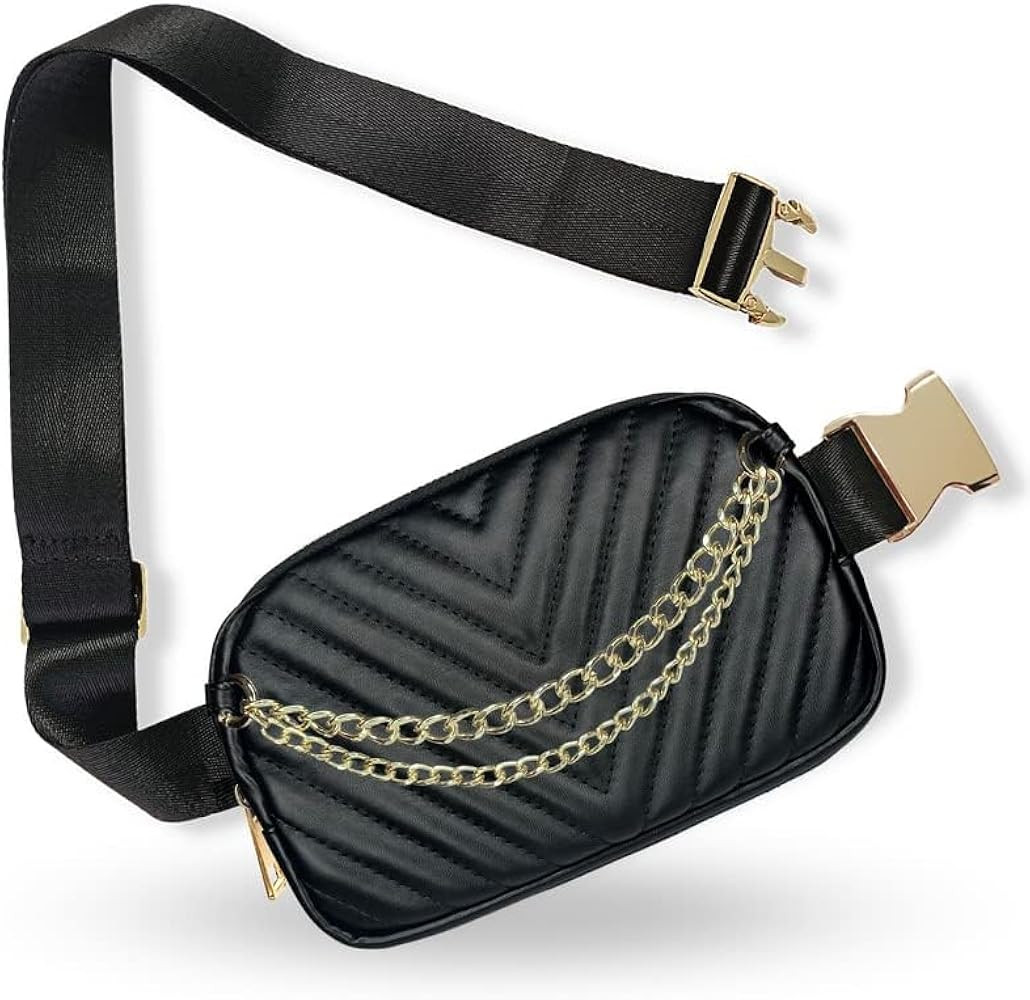 Boutique Luxury Chain Belt Bag | Crossbody Bag Leather Fanny Pack for Women Fashionable | Cute Ev... | Amazon (US)