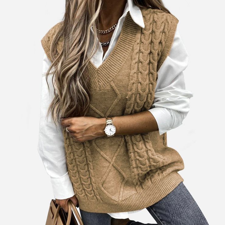 Women's Cable Knit V Neck Sweater Vest - Cupshe | Target