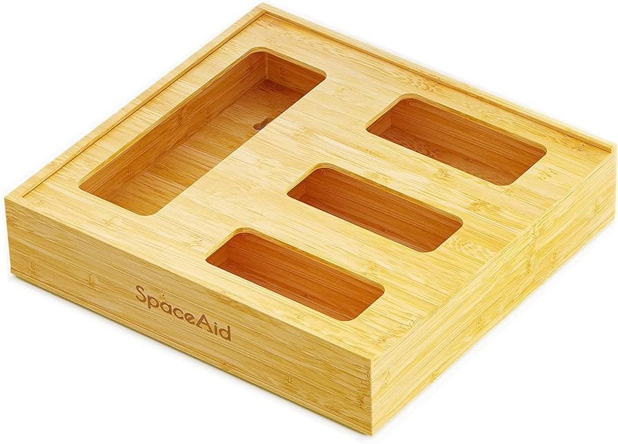 SpaceAid Bag Storage Organizer for Kitchen Drawer, Bamboo Organizer, Compatible with Gallon, Quar... | Amazon (US)