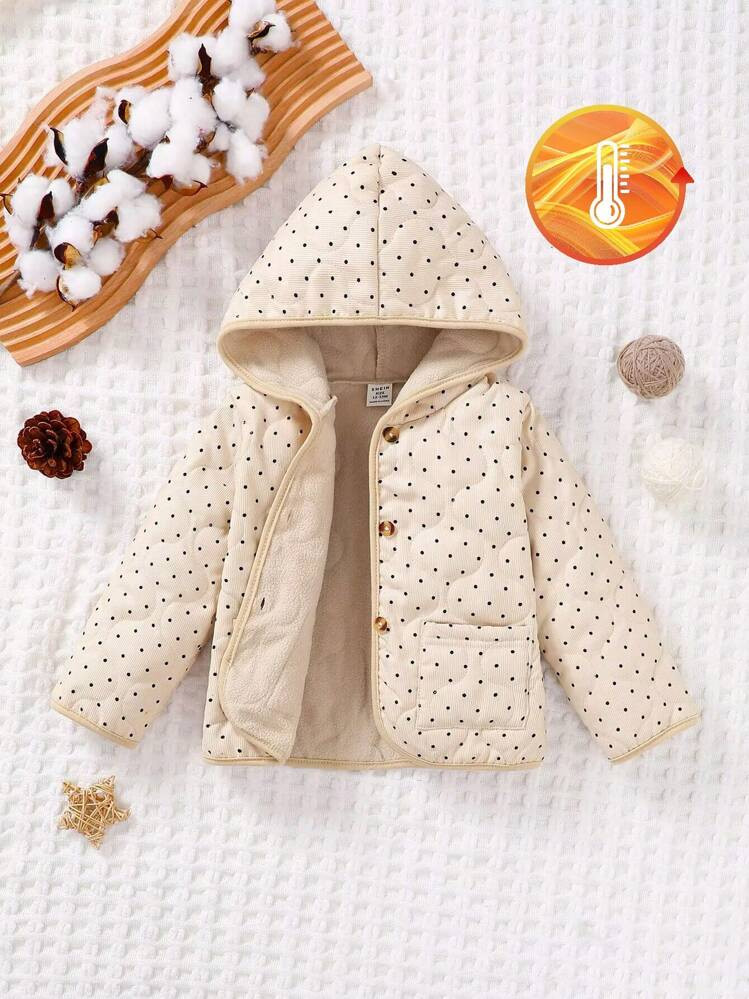 SHEIN Baby Girls' Adorable Polka Dot Print Long Sleeve Jacket | SHEIN