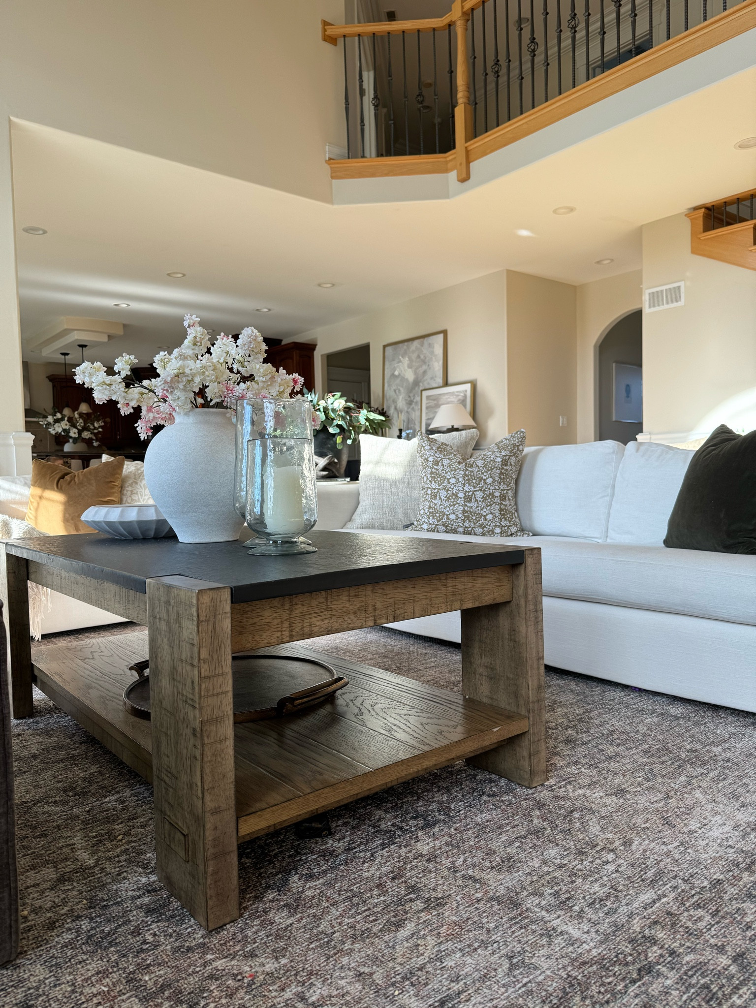 Still obsessed with my Great room coffee table! Loving the concrete top with wood sides! 

@potterybarn #potterybarn #coffeetable #coffeetabledecor #modernorganic #neutralhome #whitesofa #rug #vase 

#LTKHome #LTKSummerSales #LTKSaleAlert