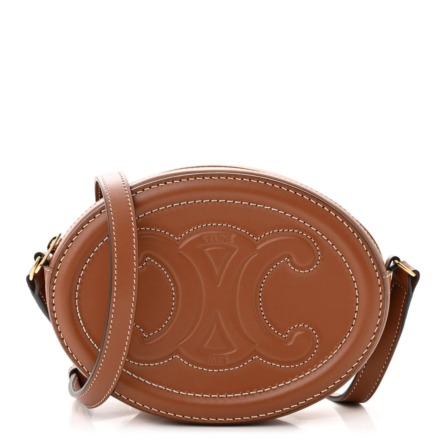 Smooth Calfskin Cuir Small Triomphe Oval Crossbody Purse Tan | FASHIONPHILE (US)