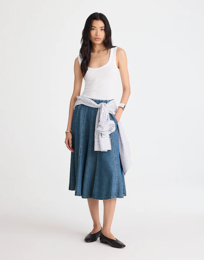 Flared Denim Midi Skirt: Airy Denim Edition | Madewell