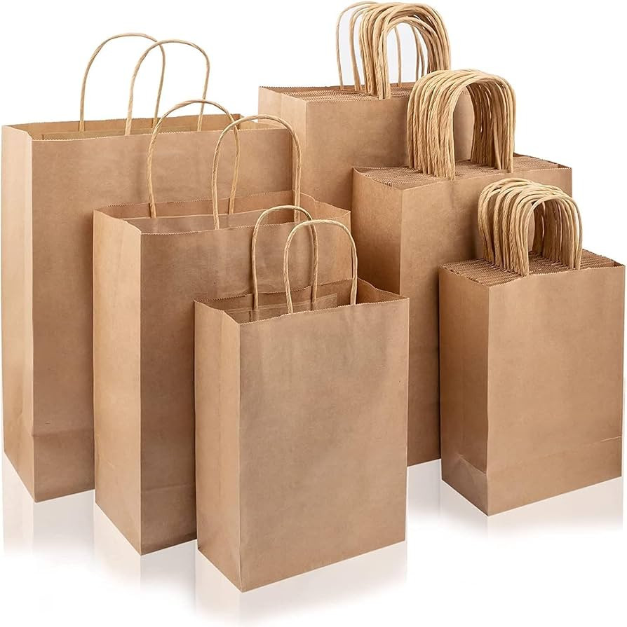 135pcs Brown Paper Bags with Handles Assorted Sizes Gift Bags Bulk, Kraft Paper Bags for Small Bu... | Amazon (CA)