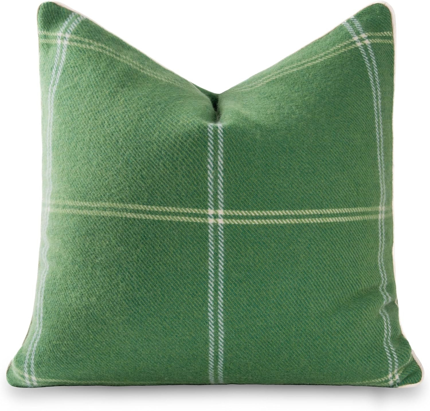 Hofdeco Premium Merino Wool Windowpane Throw Pillow Cover, 22x22, Green | Amazon (US)