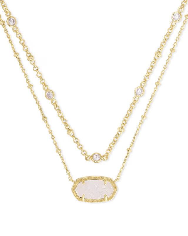 Elisa Gold Multi Strand Necklace in Iridescent Drusy | Kendra Scott